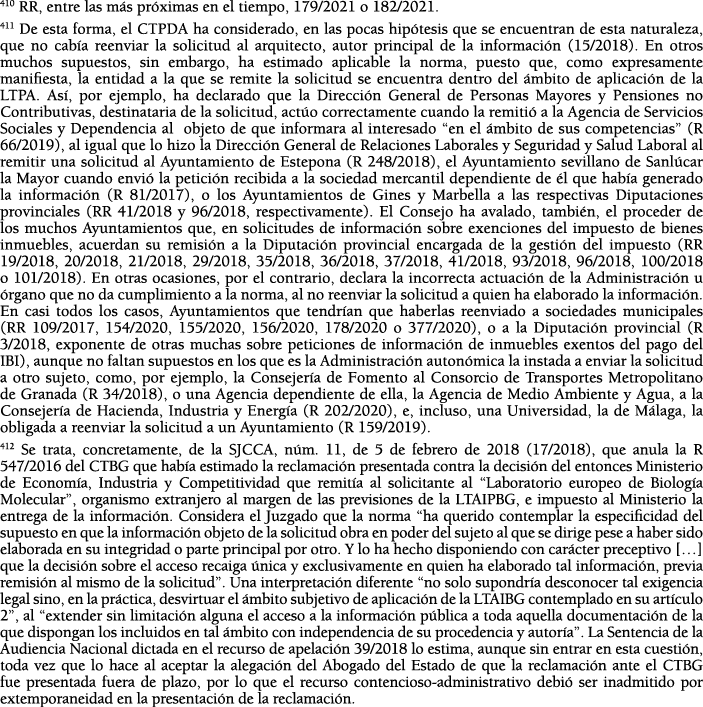 410 RR, entre las m s pr ximas en el tiempo, 179 2021 o 182 2021  411 De esta forma, el CTPDA ha considerado, en las    