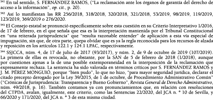 541 En tal sentido, S  FERN NDEZ RAMOS, ( La reclamaci n ante los  rganos de garant a del derecho de acceso a la info   