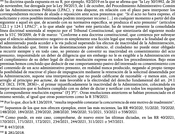 545 Su doctrina queda expuesta en su R, por ejemplo, 92 2019 en la que se afirma que  la Ley 30 1992, de 26 de noviem   