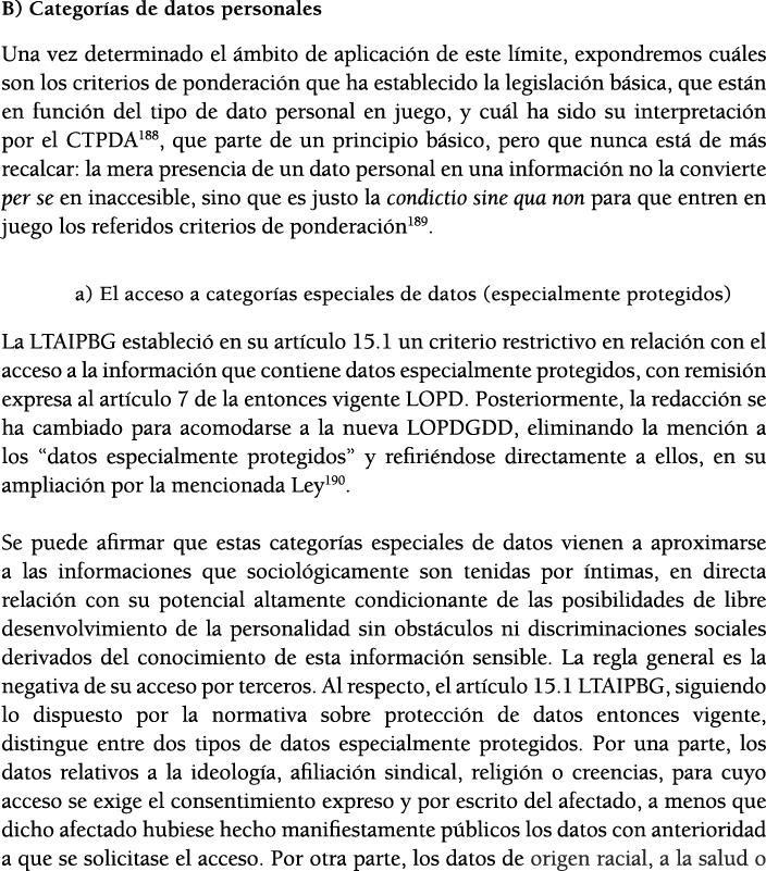 B) Categor as de datos personales Una vez determinado el  mbito de aplicaci n de este l mite, expondremos cu les son    