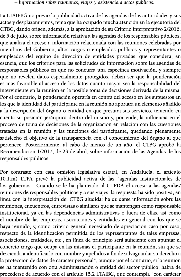   Informaci n sobre reuniones, viajes y asistencia a actos p blicos  La LTAIPBG no previ  la publicidad activa de las   