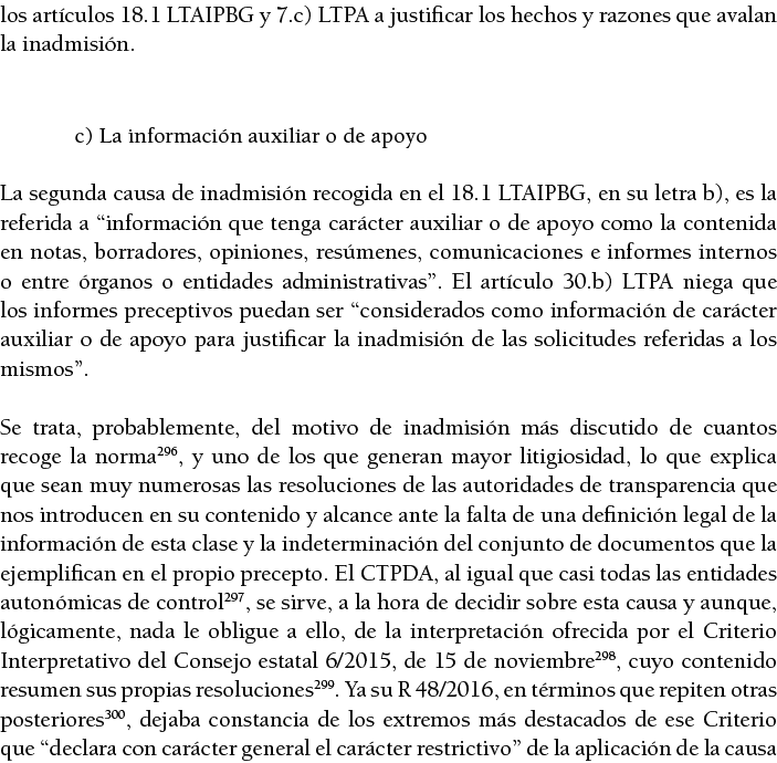 los art culos 18 1 LTAIPBG y 7 c) LTPA a justificar los hechos y razones que avalan la inadmisi n   c) La informaci n   