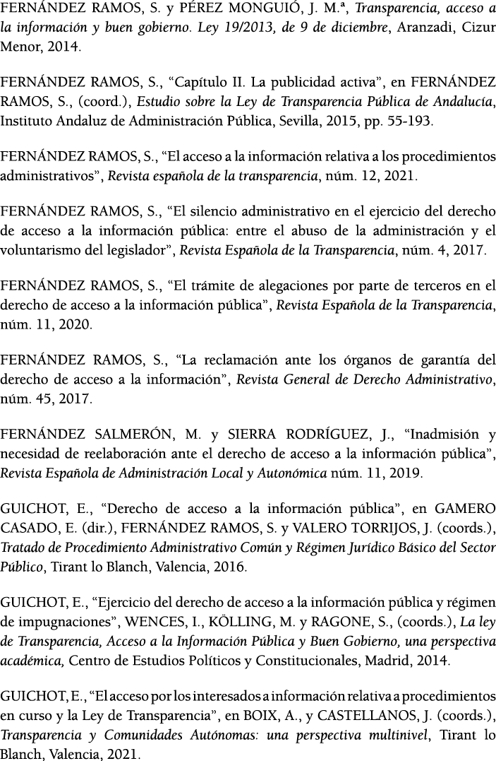 FERN NDEZ RAMOS, S  y P REZ MONGUI , J  M  , Transparencia, acceso a la informaci n y buen gobierno  Ley 19 2013, de    