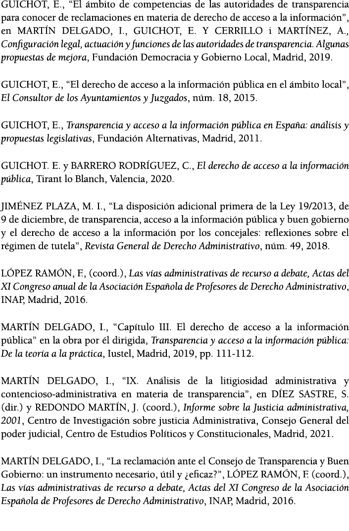 GUICHOT, E ,  El  mbito de competencias de las autoridades de transparencia para conocer de reclamaciones en materia    