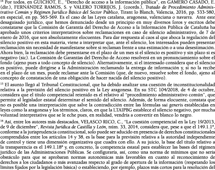 14 Por todos, en GUICHOT, E ,   Derecho de acceso a la informaci n p blica , en GAMERO CASADO, E  (dir ), FERN NDEZ R   